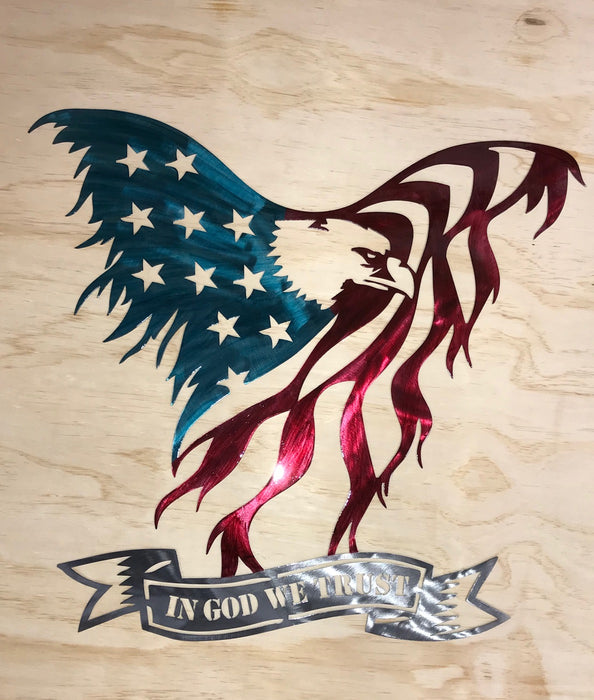 American Eagle Flag In God We Trust Metal Sign Wall Art Home Decor FREE SHIPPING