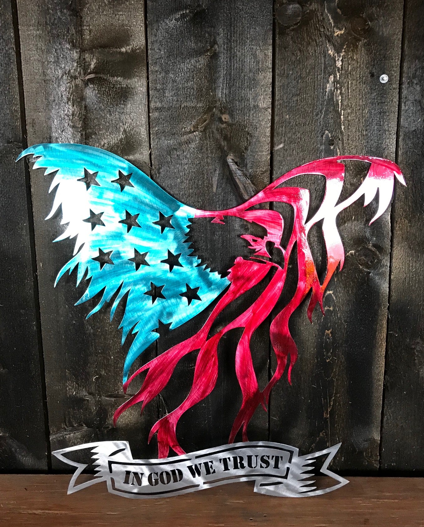 American Eagle Flag In God We Trust Metal Sign Wall Art Home Decor FREE SHIPPING