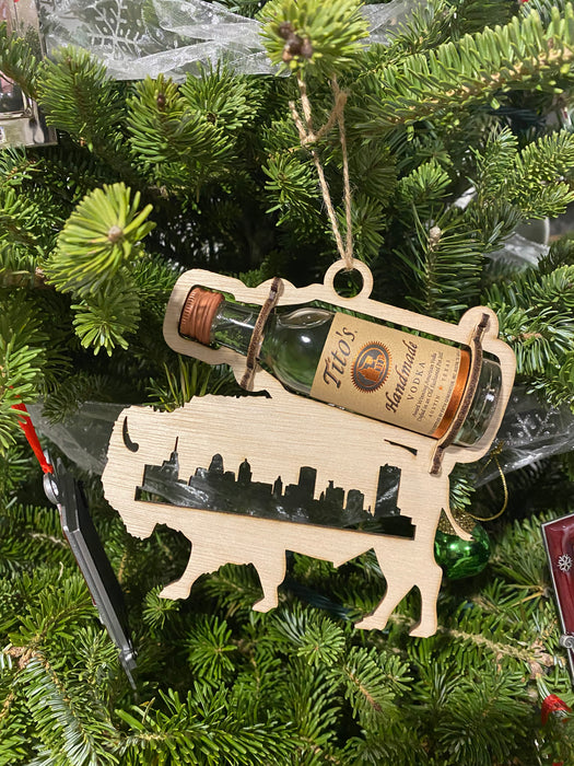 Buffalo Skyline cordial ornament holder little bottles of alcohol