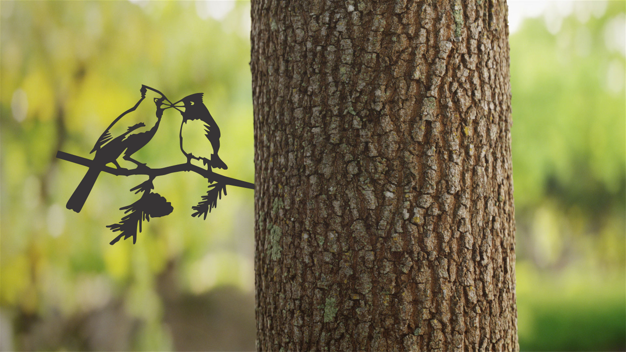 Cardinal Bird On a Branch Tree Art Garden Yard Decoration Steel Animals Silhouettes