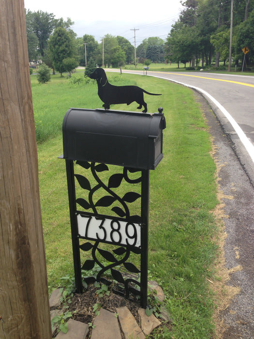 Dog dachshund wiener dog Mailbox topper powder coated steel mail box