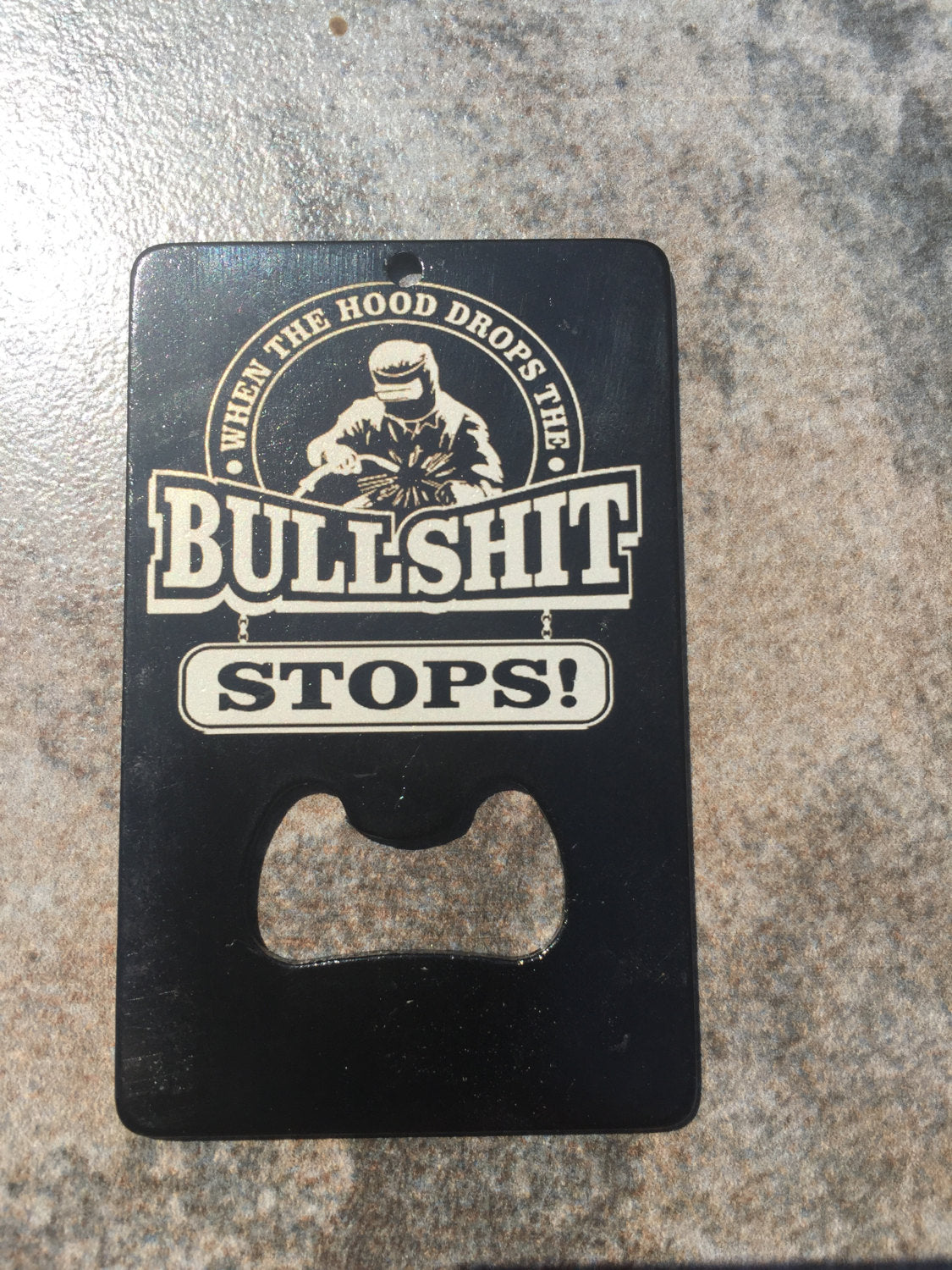WELDER Man Card Laser etched Made to last also a bottle opener