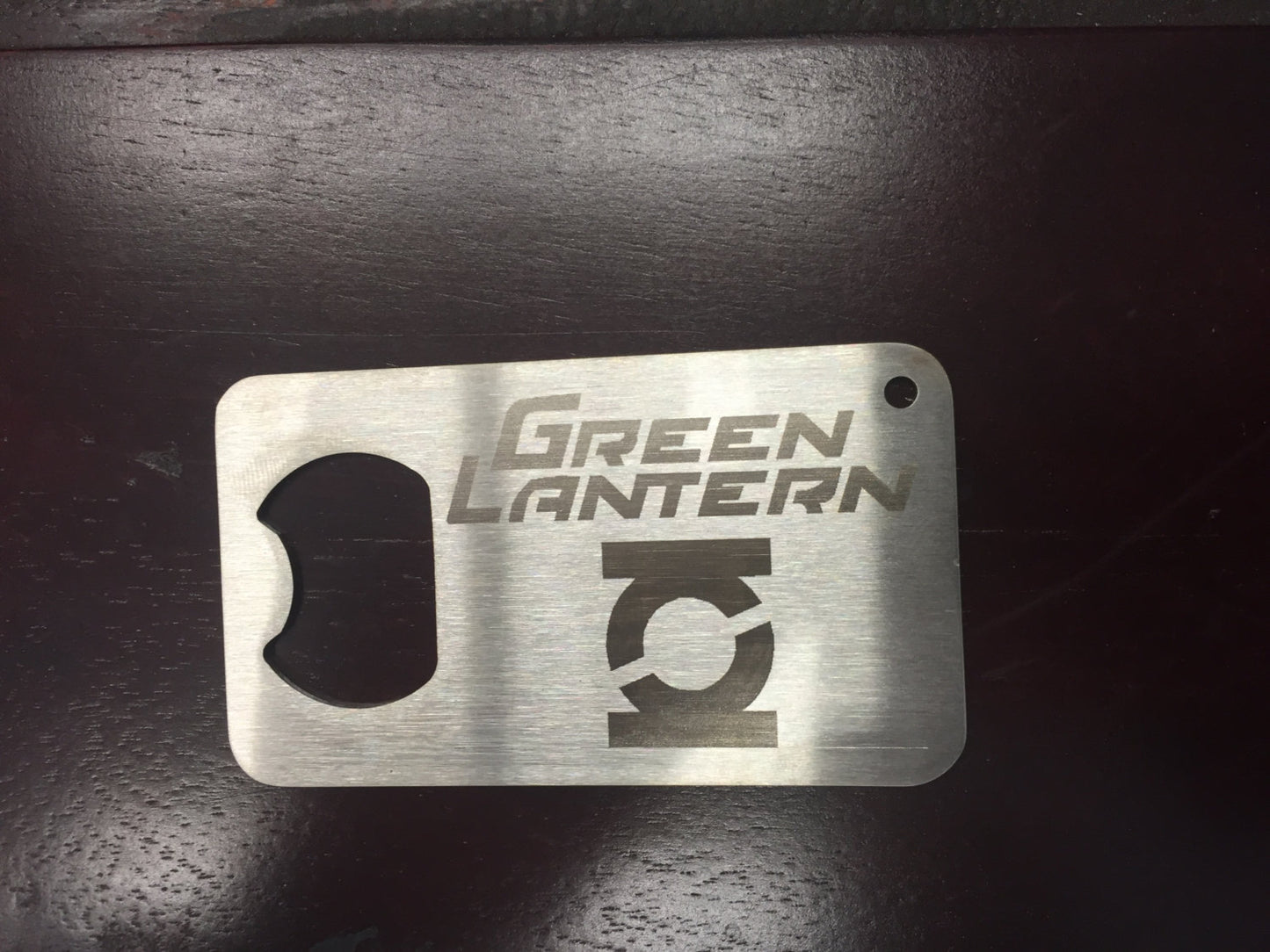 Green Lantern Man Card bottle opener laser etched Stainless Steel Made to last