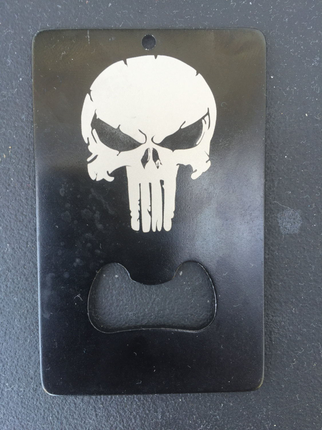 the punisher Man Card bottle opener LASER ETCHED Made to last