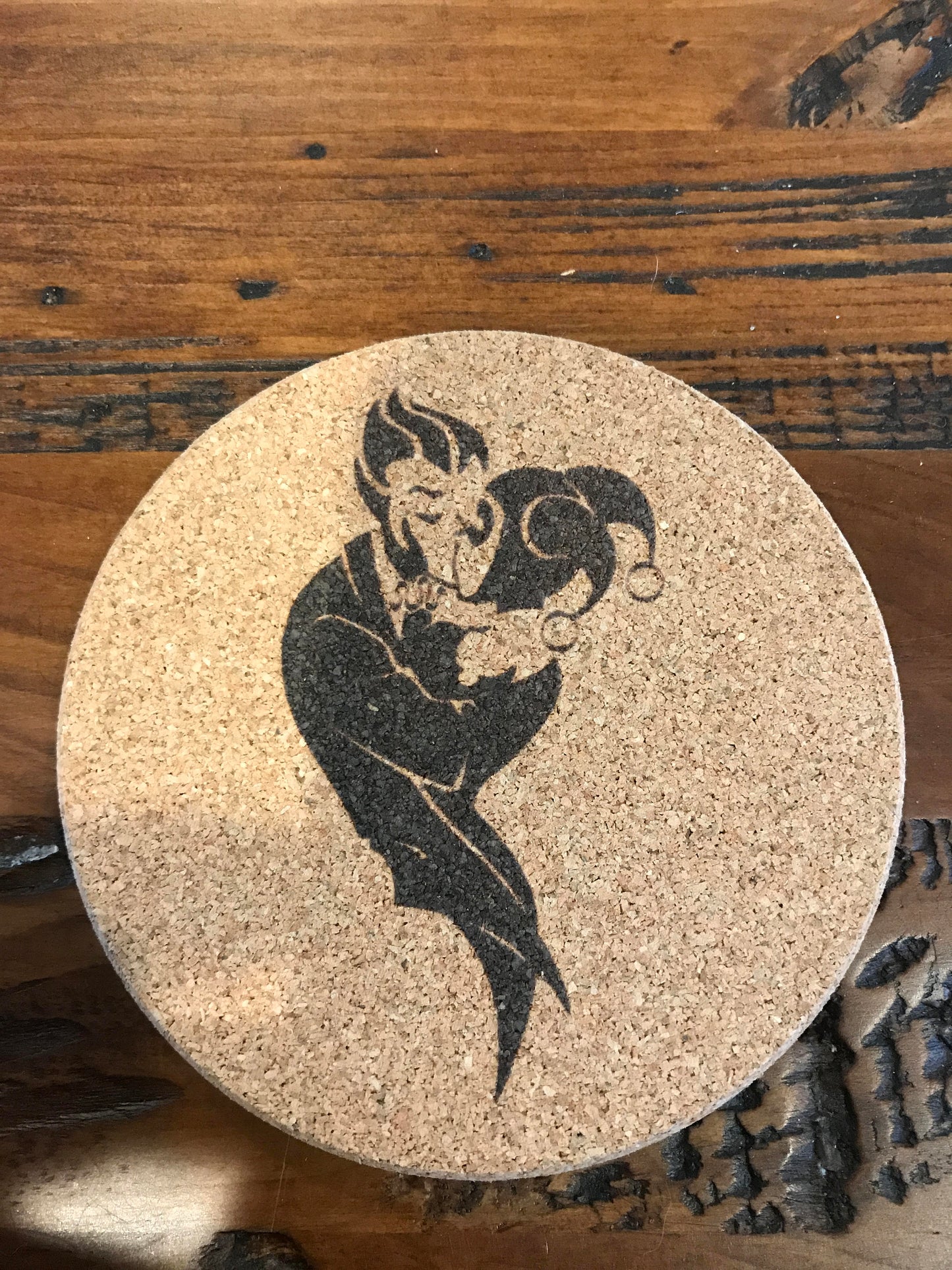 Joker and Harley Quinn coaster laser engraved set of 4 Batman