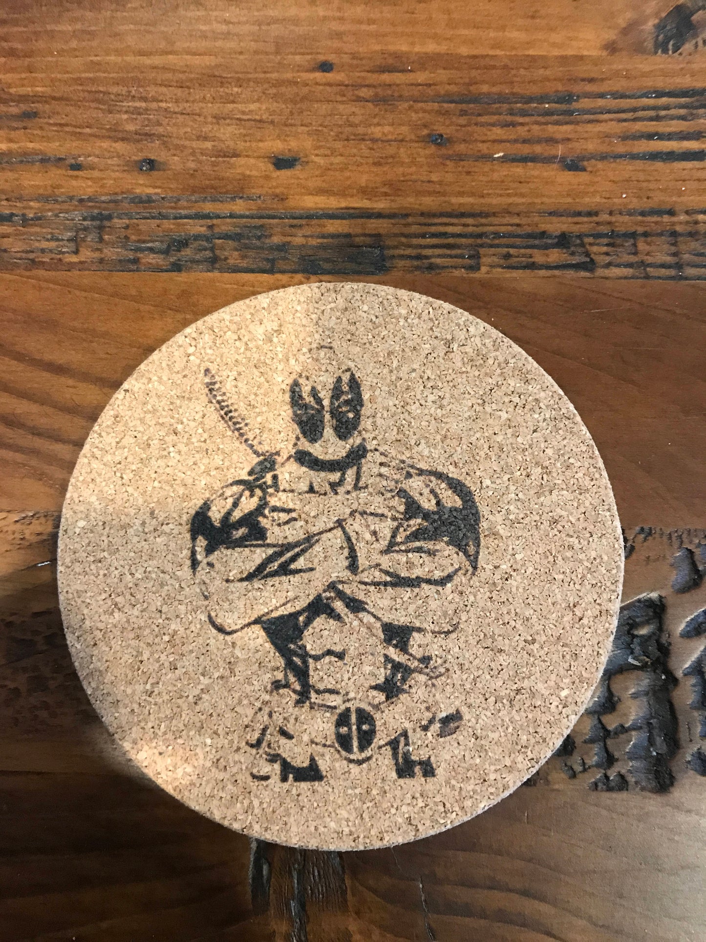 Deadpool Cork coaster laser engraved set of 4