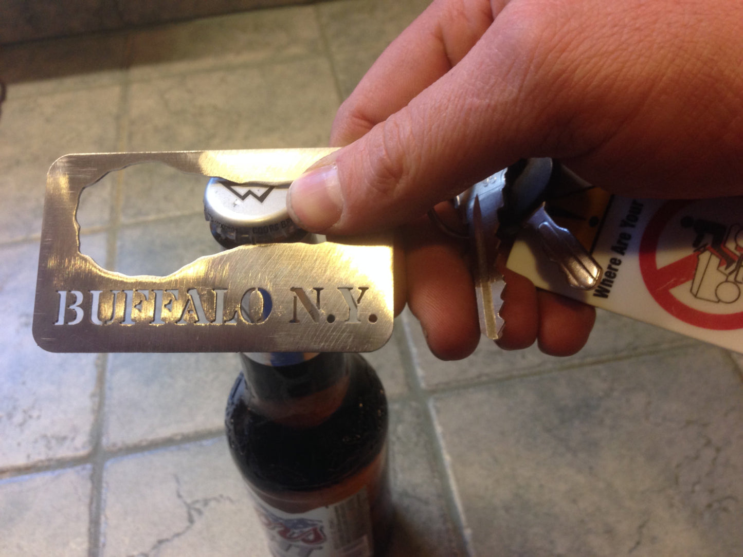 Buffalo New York Card Bottle opener and key chain Chicken Wing Stainless Steel Made to last