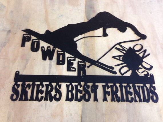 Skiers best friend snowboard metal sign wall art