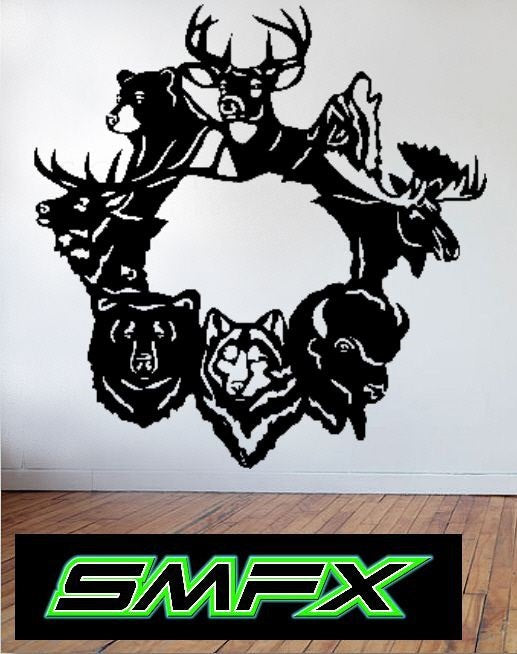 Animal wreath sign Deer Wolf Bear Moose Elk Buffalo