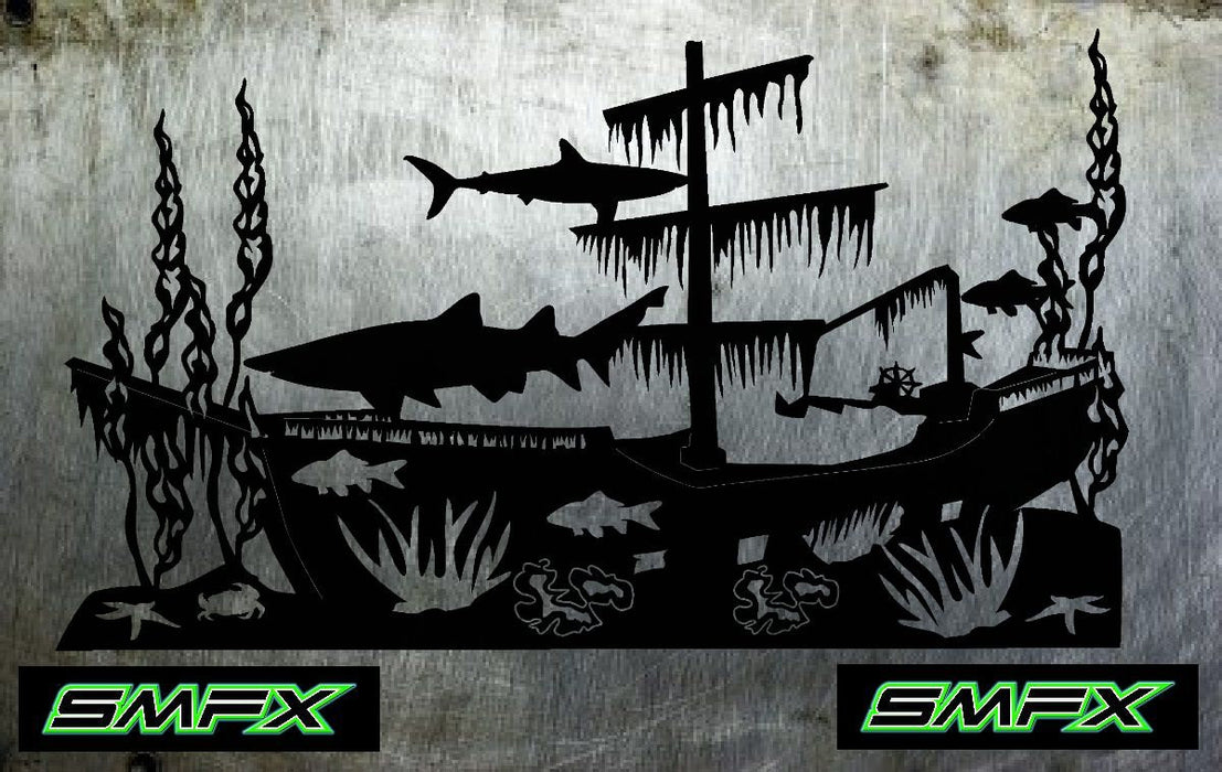 Underwater Shipwreck metal sign sharks