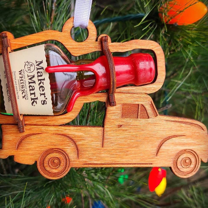 Truck cordial ornament holder little bottles of alcohol