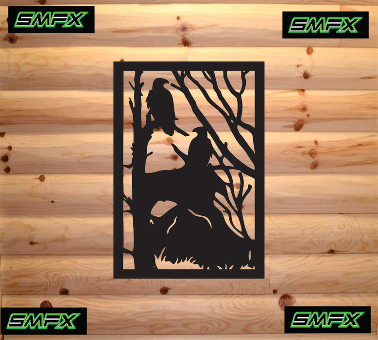 Eagles perched scene railing insert or wall sing home decor