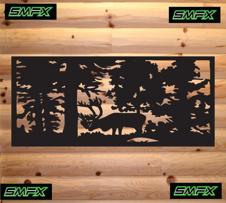 Elk in trees railing insert or wall sing home decor