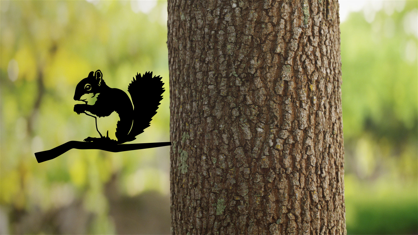 Squirrel On a Branch Tree Art Garden Yard Decoration Steel Animals Silhouettes