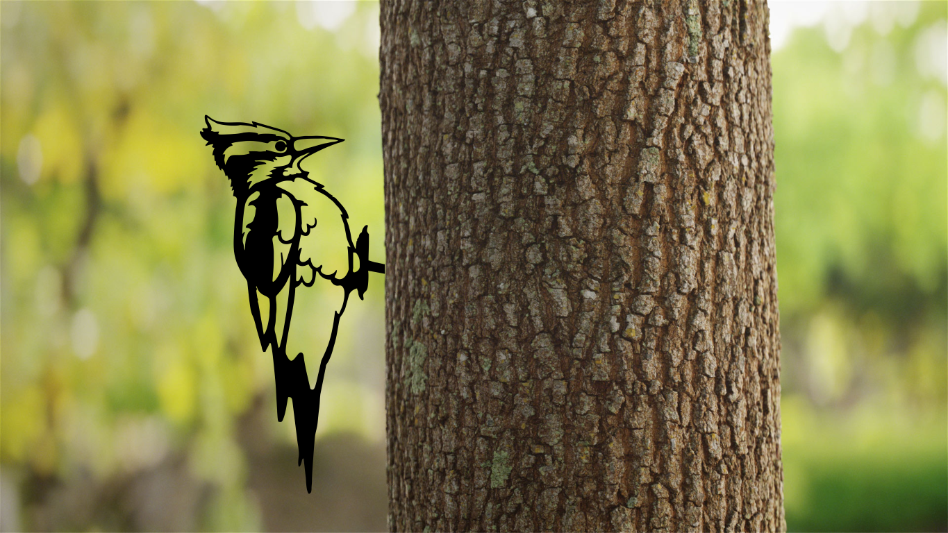 Woodpecker On a Branch Tree Art Garden Yard Decoration Steel Animals Silhouettes