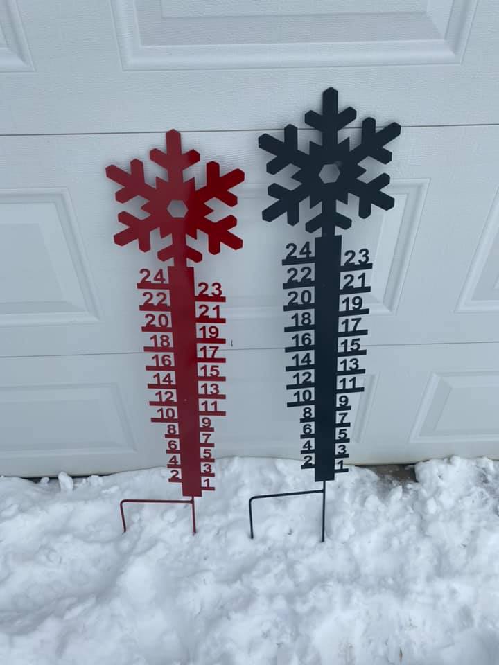 Snowflake Snow flake Measuring Yard stake powder coated