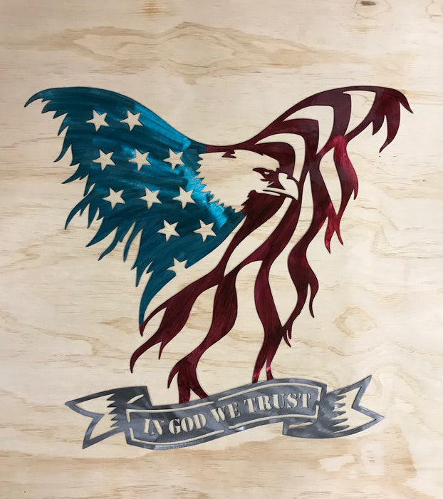 American Eagle Flag In God We Trust Metal Sign Wall Art Home Decor FREE SHIPPING