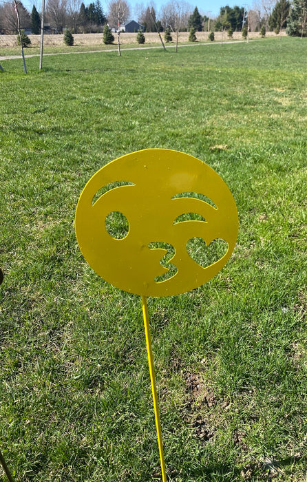 Blowing A Kiss Emoji Garden Yard Stake garden stake