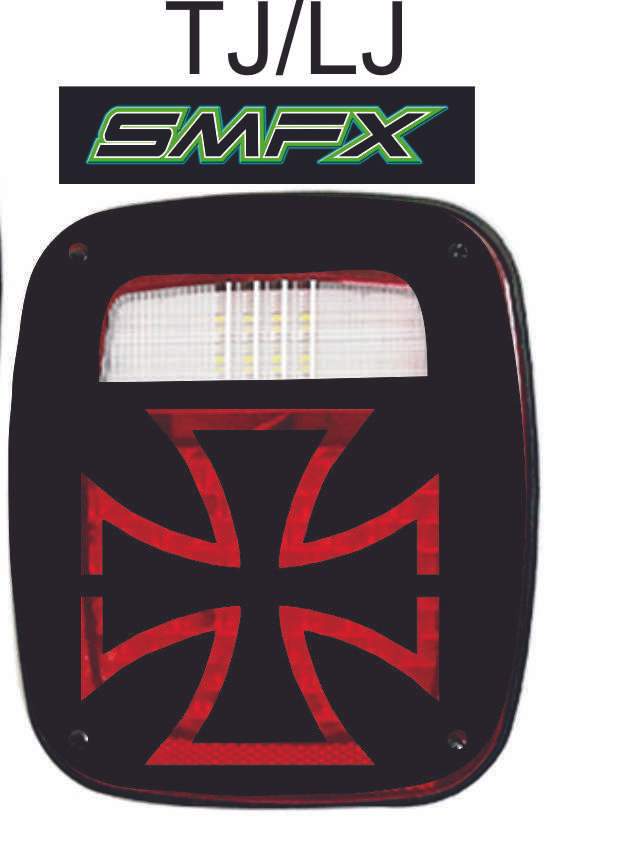 Maltese inverted cross tail light cover pair