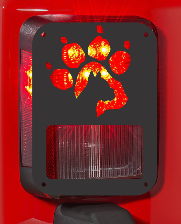 Boxer dog paw print 1 tail light cover pair