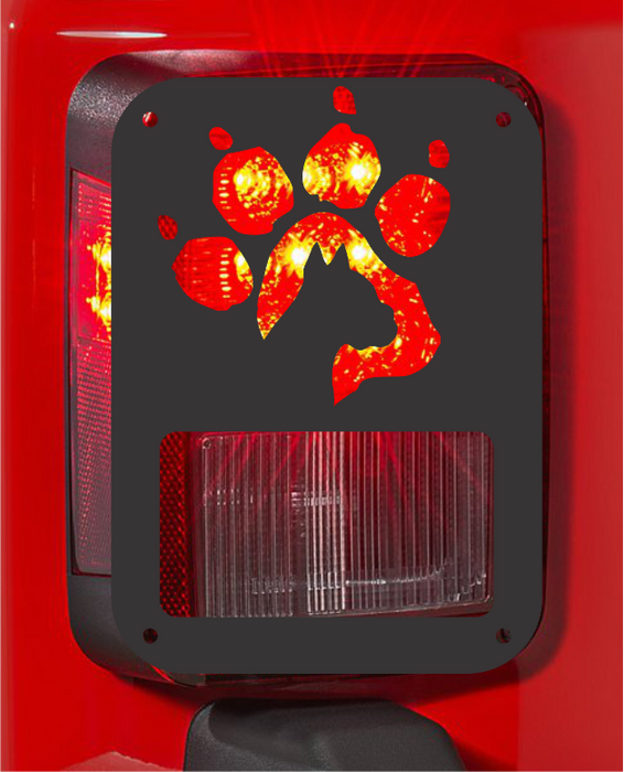 Boxer dog paw print 1 tail light cover pair