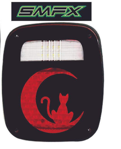 Cat and Moon tail light cover pair