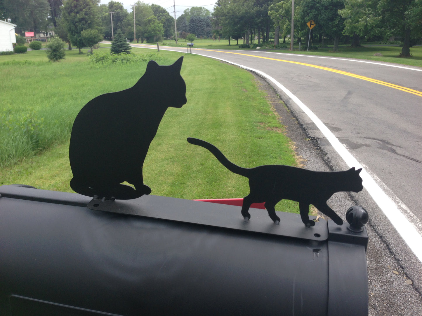 Cat and Kitten Mailbox topper powder coated steel mail box