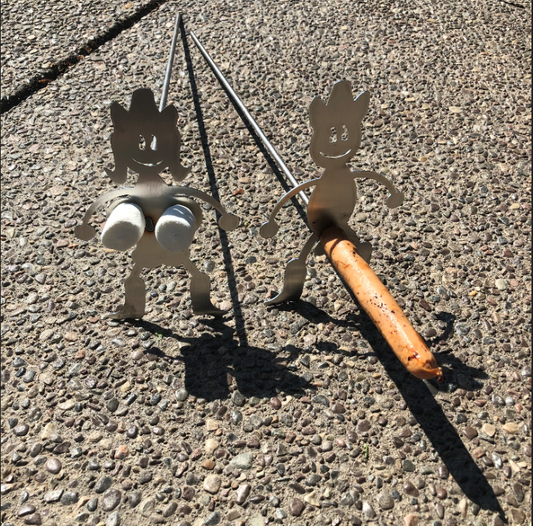 Stainless Cowboy and Cowgirl Adult dirty hotdog roasters Marshmallow and Hot Dog Roasting Sticks