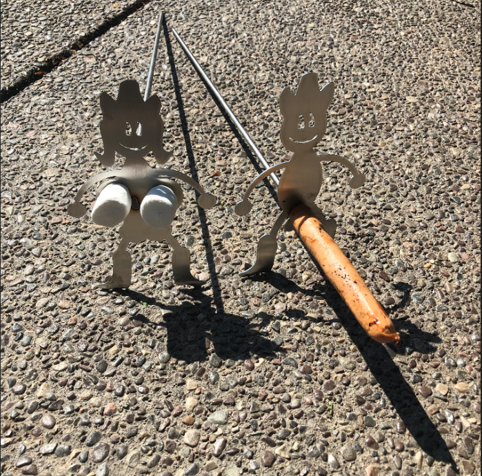 Stainless Cowboy and Cowgirl Adult dirty hotdog roasters Marshmallow and Hot Dog Roasting Sticks
