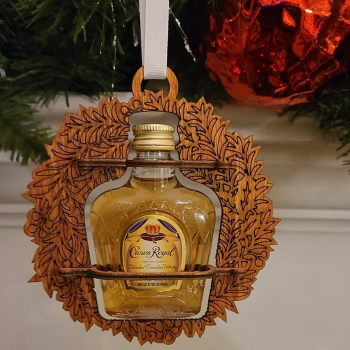 wreath cordial ornament holder little bottles of alcohol