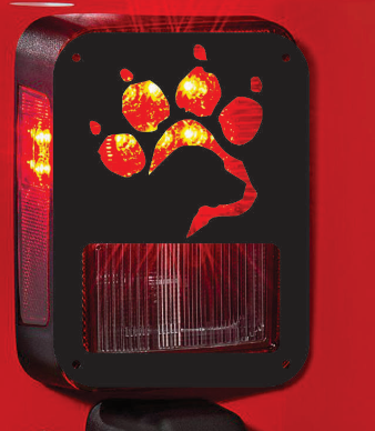 Dog in Paw print tail light cover pair
