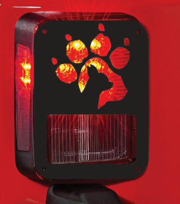 Small Dog in Paw print  tail light cover pair