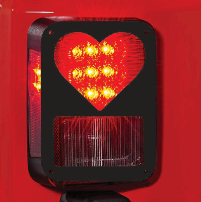 Heart tail light cover pair