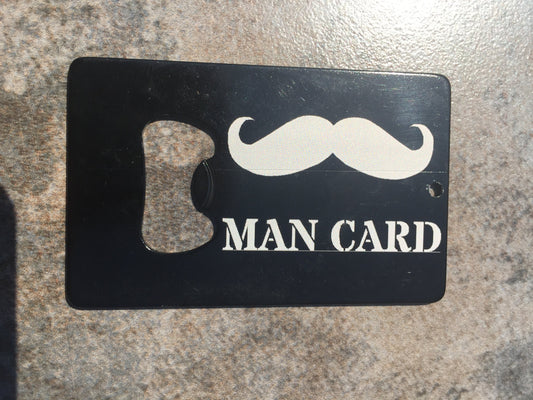 Man card engraved Bottle opener