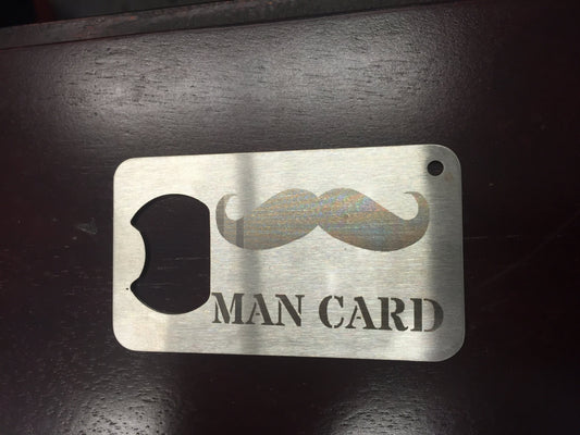 Man card etched bottle opener