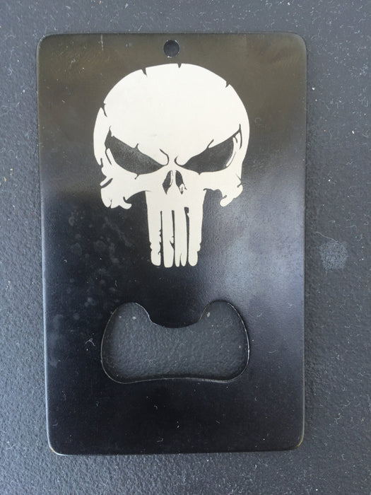 the punisher Man Card bottle opener  LASER ETCHED  Made to last