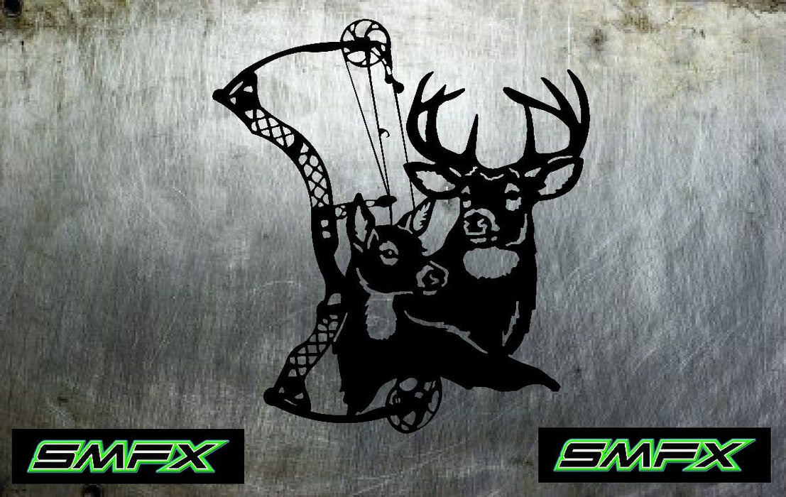Deer doe and bow metal wall art