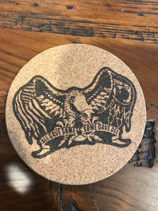 first amendment Cork coaster laser engraved set of 4