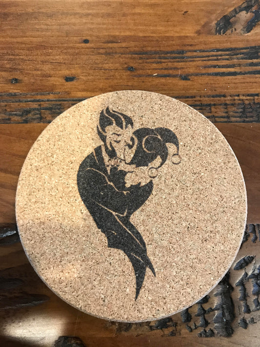 Joker and Harley Quinn  coaster laser engraved set of 4 Batman