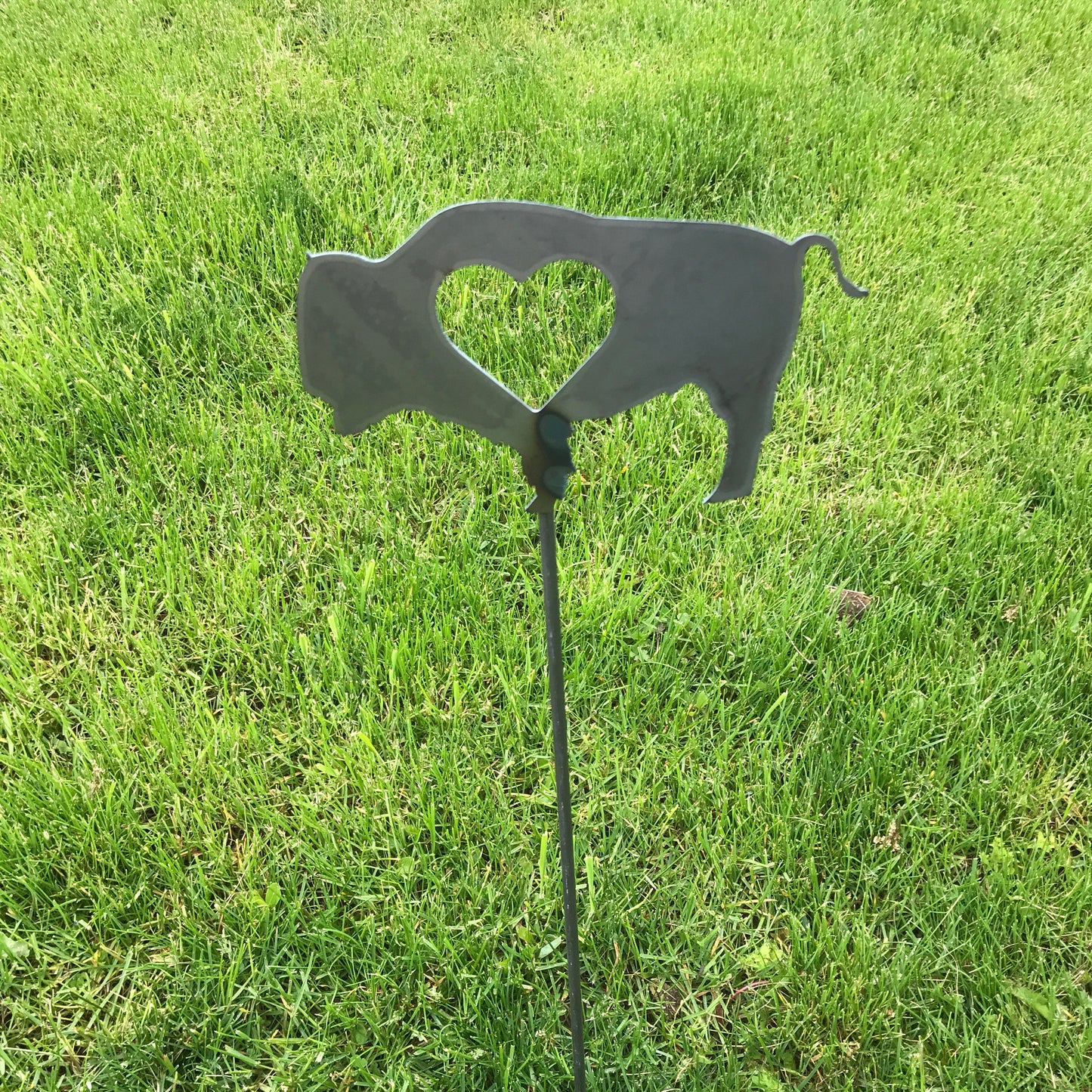 Buffalo Metal  yard stakes raw steel BFLO Heart 716