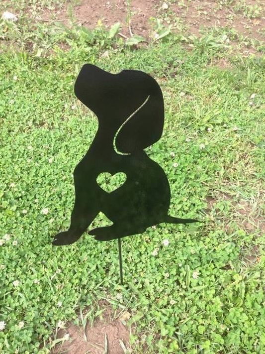 Puppy Dog Garden Metal Stake - Metal Garden Art - Pet Memorial