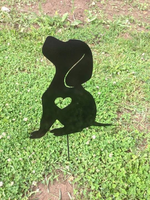 Puppy Dog Garden Metal Stake - Metal Garden Art - Pet Memorial