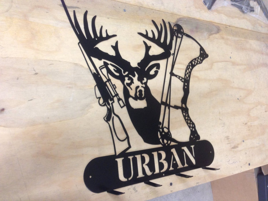 Deer scene coat rack welcome sign can be customized with your name