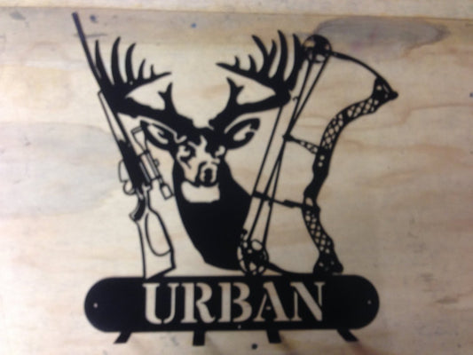 Deer scene coat rack welcome sign can be customized with your name