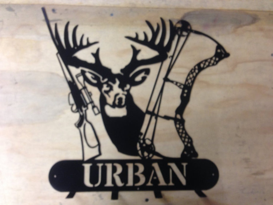 Deer scene coat rack welcome sign can be customized with your name