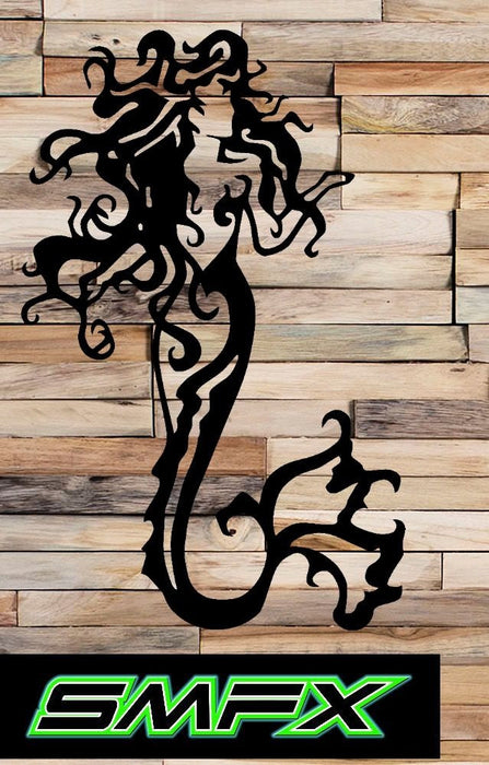 Mermaid Nautical Marine  Metal Wall Art ocean sign black