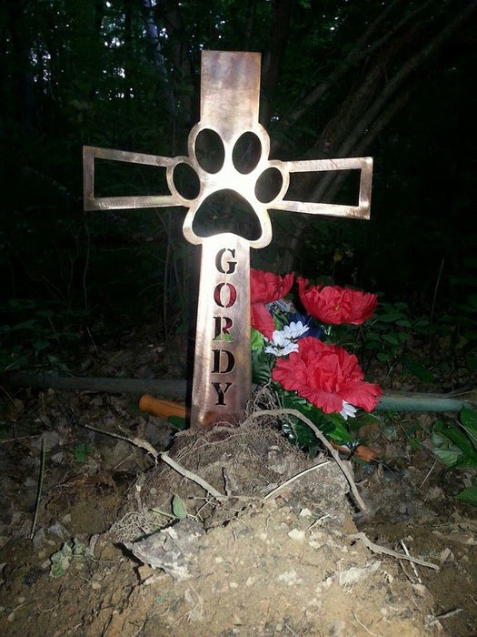 Pet Memorial Cross custom - Garden Stake - Dog