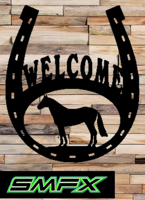 Horse Shoe Welcome sign