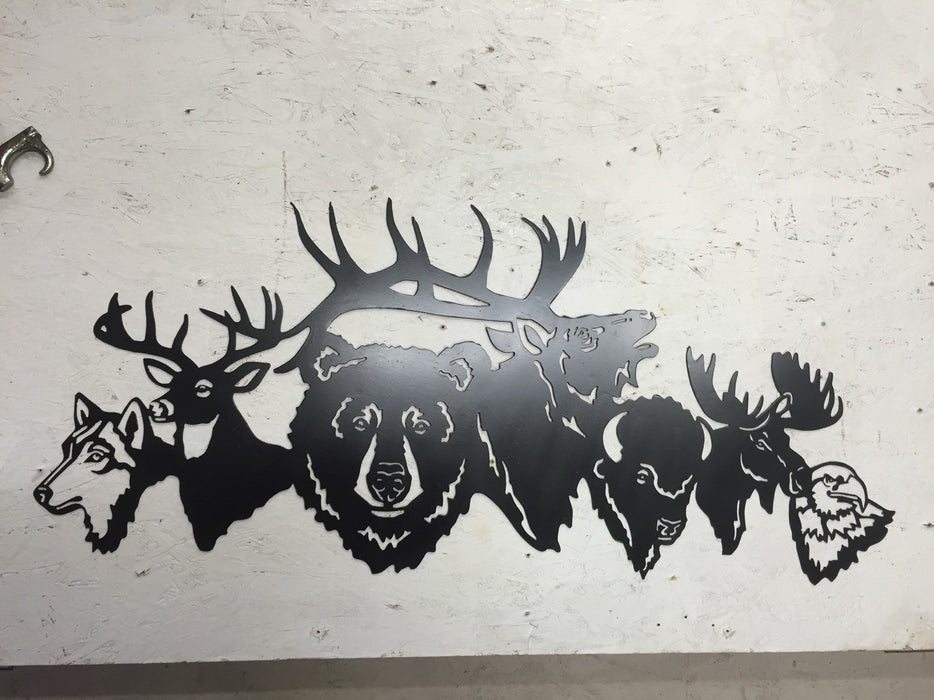 Animal collage Deer Bear metal wall art