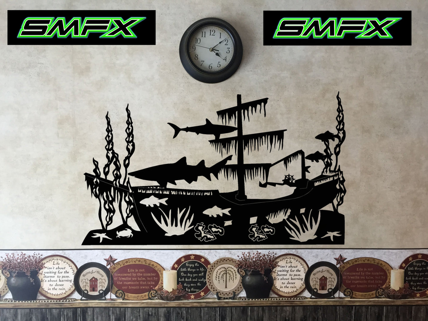 Underwater Shipwreck metal sign sharks